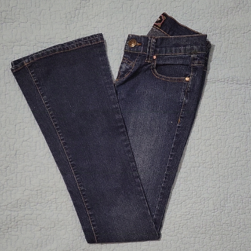 Blue Flare Wide Leg Jeans with Medium-Dark Wash